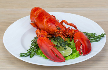 Red boiled lobster