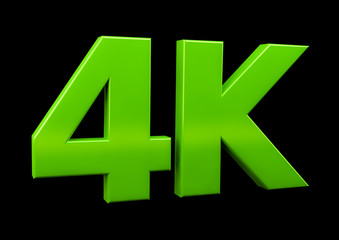 Ultra HD 4k icon.  4K letters on black background