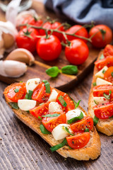 Bruschetta with cherry tomato and mozzarella