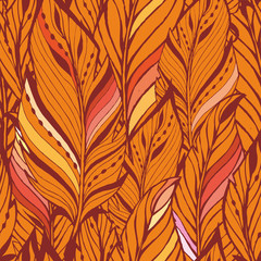 Texture with feathers in orange