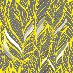 Texture with feathers in yellow and gray