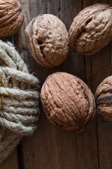 Food background, walnuts.