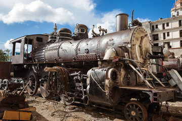 old and rusty steam locomotive