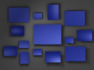 blue Paper stickers. 3D render