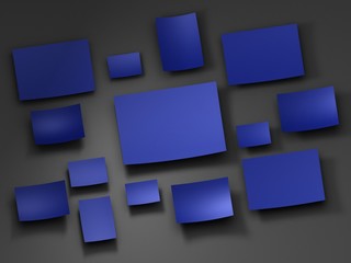 blue Paper stickers. 3D render