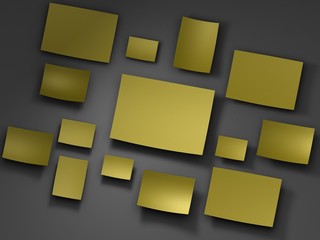 yellow Paper stickers. 3D render