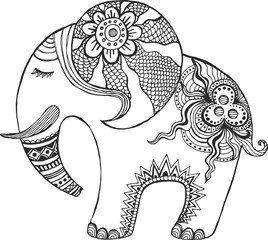 Indian elephant painted by hand.