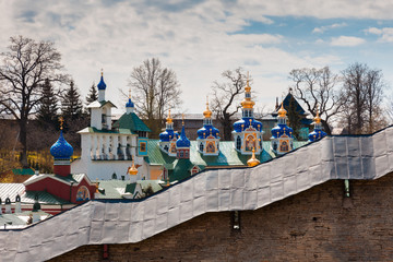 Golden domes of Pskovo-Pechersky monastery