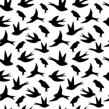Seamless pattern made of swallow birds