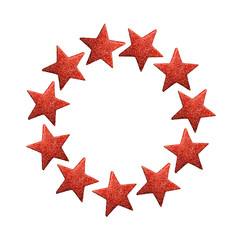 Fototapeta na wymiar Sternenkreis - rote Sterne - Hintergrund