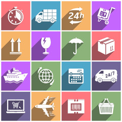 Flat icons set shipping and delivery