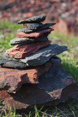 Fototapeta na wymiar Pyramid of pieces of rock
