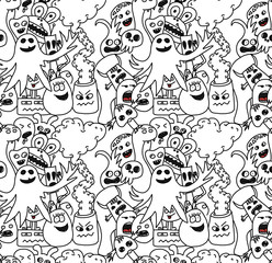 Funny monsters seamless vector pattern