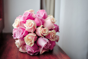 bridal bouquet of pink roses