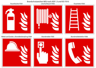 Brandschutzzeichen Set nach ASR 1.3 und ISO 7010 - obrazy, fototapety, plakaty