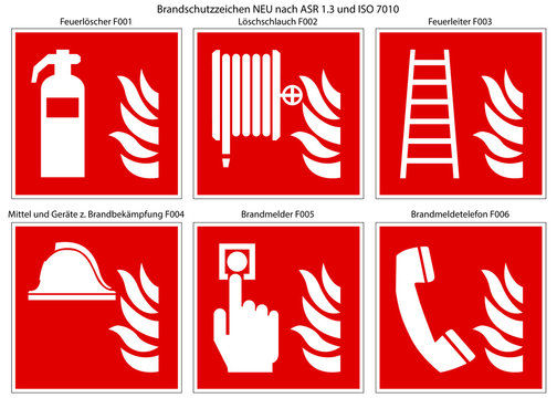 Brandschutzzeichen Set nach ASR 1.3 und ISO 7010