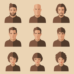 vector flat people face, avatar icon, cartoon character