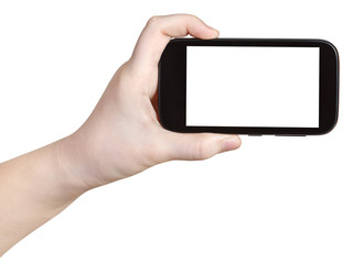 child holding smart phone with cut out screen