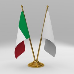 Italy and white flag double friendship table flag set