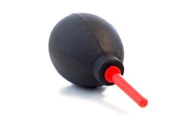 Black & red dust blower, isolated on white background