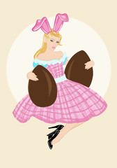 Ragazza Con uova di cioccolata e orecchie da coniglio