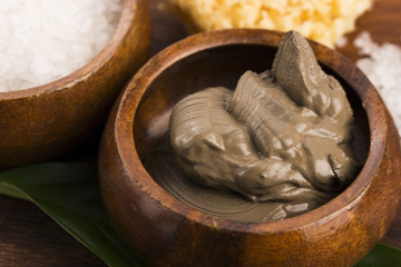 Dead Sea mud and salt in a bowl