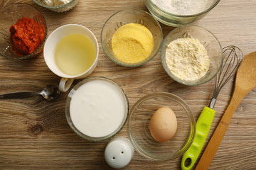 Ingredients for making salty muffins