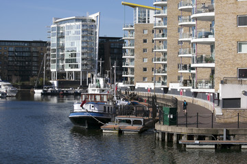 Limehouse basin in centre of London,
