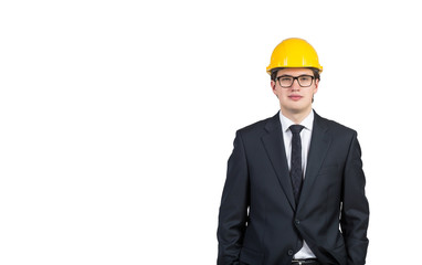 businessman in hard hat