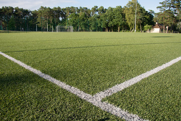 Green turf of football stadium