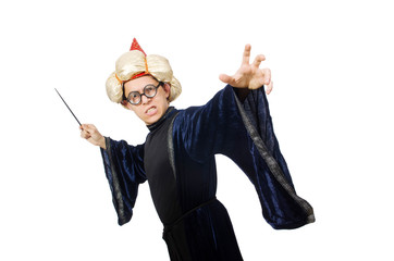 Funny wise wizard isolated on the white