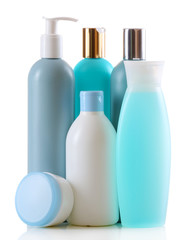 Cosmetic bottles isolated on white background