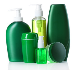 Cosmetic bottles isolated on white background
