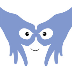 cartoon face, hand vector