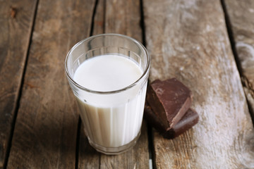 Glass of milk with chocolate chunks