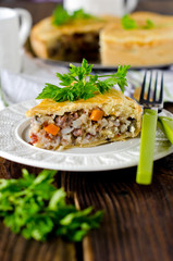 Pie with rice and vegetables