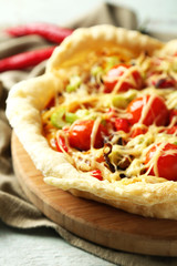 Vegetable pie with paprika, tomatoes and cheese