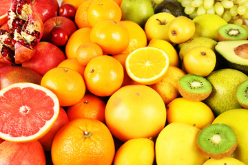 Assortment of exotic fruits close-up