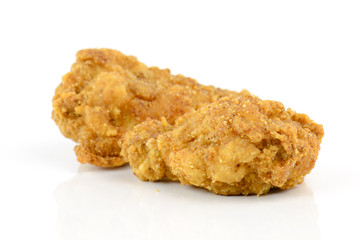 Fried chicken on white background
