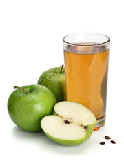 Two green apples and juice