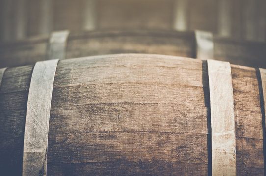 Wine Barrel with Vintage Instagram Film Style Filter
