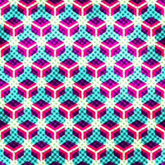 neon grid seamless pattern with grunge effect