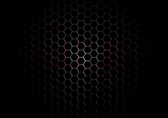 Metal Hexagon Grid with blood splatter on Black Background