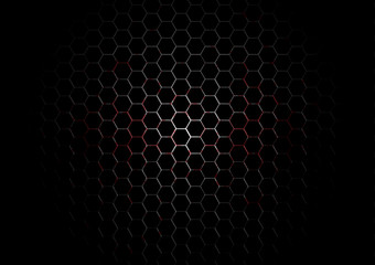 Metal Hexagon Grid with blood splatter on Black Background