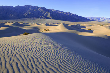 Desert landscape with sand dunes and mountains, Death Valley