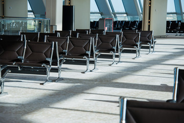 Chairs in the airport lounge area