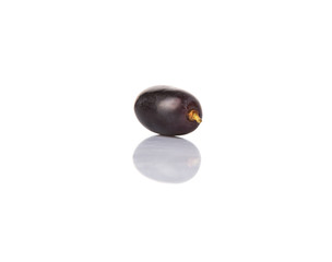 Black grapes over white background