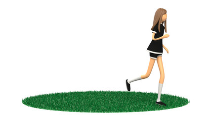 ジョギングする女性の3D-CG