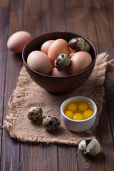 Quail and chicken eggs