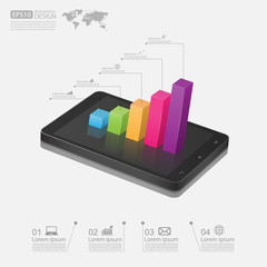smartphone with business graph.vector